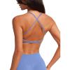 imageLASLULU Womens Double Lined Criss Cross Sports Bra Sexy Adjustable Spaghetti Straps Wireless Workout Bralettes No PaddingThe Breeze Blue
