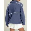 imageLASLULU Womens Half Zip Pullover Sweatshirt Sherpa Fleece Jacket Oversized Sweatshirts Warm Fuzzy Sweaters PocketsBlue
