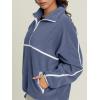 imageLASLULU Womens Half Zip Pullover Sweatshirt Sherpa Fleece Jacket Oversized Sweatshirts Warm Fuzzy Sweaters PocketsBlue