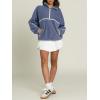 imageLASLULU Womens Half Zip Pullover Sweatshirt Sherpa Fleece Jacket Oversized Sweatshirts Warm Fuzzy Sweaters PocketsBlue