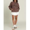 imageLASLULU Womens Half Zip Pullover Sweatshirt Sherpa Fleece Jacket Oversized Sweatshirts Warm Fuzzy Sweaters PocketsBrown