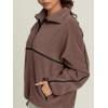 imageLASLULU Womens Half Zip Pullover Sweatshirt Sherpa Fleece Jacket Oversized Sweatshirts Warm Fuzzy Sweaters PocketsBrown