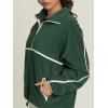 imageLASLULU Womens Half Zip Pullover Sweatshirt Sherpa Fleece Jacket Oversized Sweatshirts Warm Fuzzy Sweaters PocketsGreen