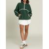 imageLASLULU Womens Half Zip Pullover Sweatshirt Sherpa Fleece Jacket Oversized Sweatshirts Warm Fuzzy Sweaters PocketsGreen