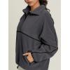 imageLASLULU Womens Half Zip Pullover Sweatshirt Sherpa Fleece Jacket Oversized Sweatshirts Warm Fuzzy Sweaters PocketsGrey