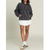 imageLASLULU Womens Half Zip Pullover Sweatshirt Sherpa Fleece Jacket Oversized Sweatshirts Warm Fuzzy Sweaters PocketsGrey