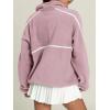 imageLASLULU Womens Half Zip Pullover Sweatshirt Sherpa Fleece Jacket Oversized Sweatshirts Warm Fuzzy Sweaters PocketsGrey Purple