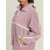 imageLASLULU Womens Half Zip Pullover Sweatshirt Sherpa Fleece Jacket Oversized Sweatshirts Warm Fuzzy Sweaters PocketsGrey Purple