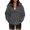 imageLASLULU Womens Half Zip Pullover Sweatshirt Sherpa Fleece Jacket Oversized Sweatshirts Warm Fuzzy Sweaters PocketsGrey