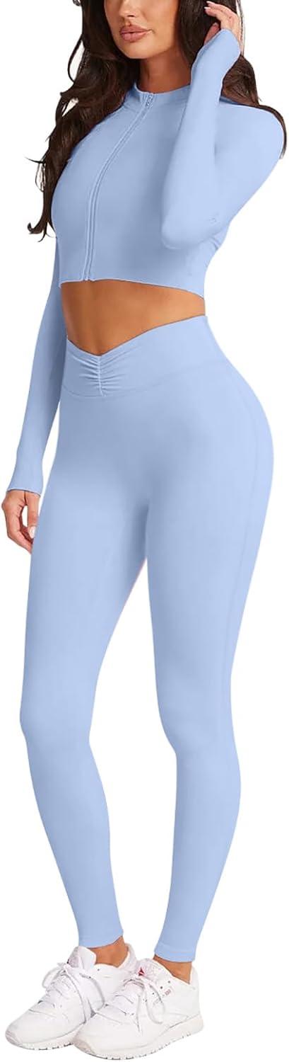 imageLASLULU VHigh Waisted Workout Leggings for Women 28quot Gathered Buttery Soft Compression Leggings Yoga Workout PantsShell Blue
