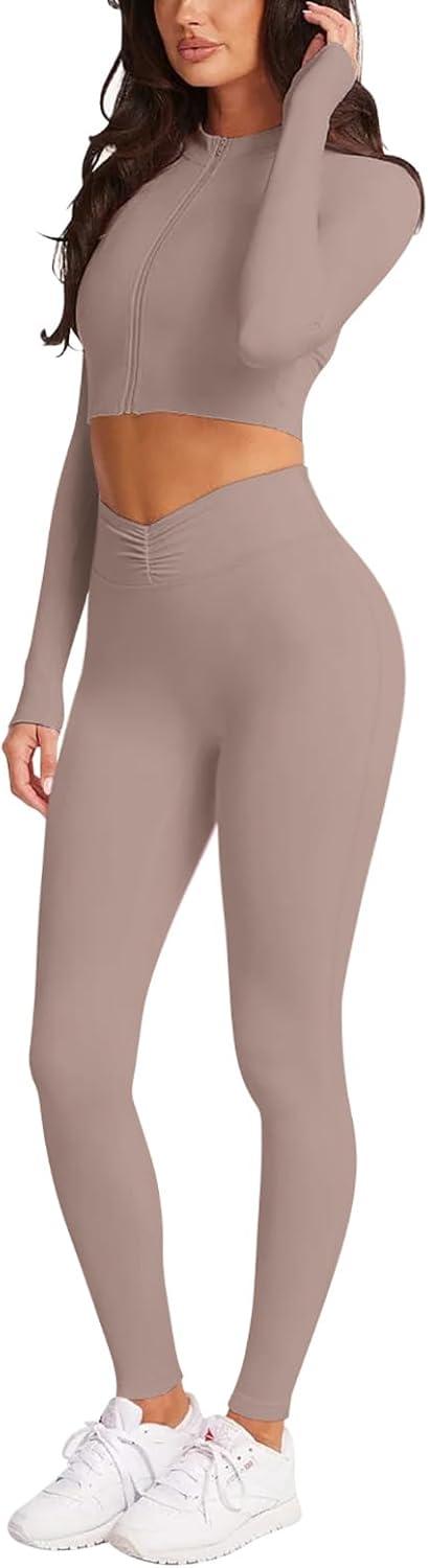 imageLASLULU VHigh Waisted Workout Leggings for Women 28quot Gathered Buttery Soft Compression Leggings Yoga Workout PantsSienna