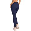 imageLASLULU VHigh Waisted Workout Leggings for Women 28quot Gathered Buttery Soft Compression Leggings Yoga Workout PantsNavy Blue