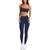 imageLASLULU VHigh Waisted Workout Leggings for Women 28quot Gathered Buttery Soft Compression Leggings Yoga Workout PantsNavy Blue