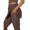 imageLASLULU Womens Tennis Skirted Leggings Yoga Gym Skirts with Leggings Athletic Golf Skorts with PocketsBrown