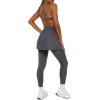 imageLASLULU Womens Tennis Skirted Leggings Yoga Gym Skirts with Leggings Athletic Golf Skorts with PocketsDark Grey