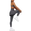 imageLASLULU Womens Tennis Skirted Leggings Yoga Gym Skirts with Leggings Athletic Golf Skorts with PocketsDark Grey