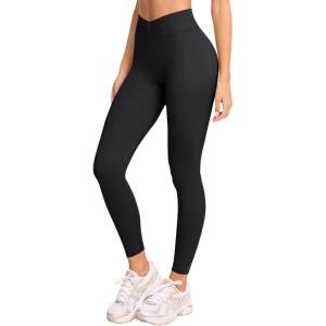 imageLASLULU VHigh Waisted Workout Leggings for Women 28quot Gathered Buttery Soft Compression Leggings Yoga Workout PantsBlack