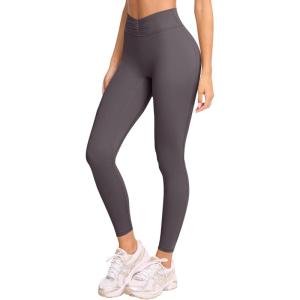 imageLASLULU VHigh Waisted Workout Leggings for Women 28quot Gathered Buttery Soft Compression Leggings Yoga Workout PantsDark Grey
