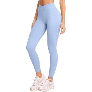 imageLASLULU VHigh Waisted Workout Leggings for Women 28quot Gathered Buttery Soft Compression Leggings Yoga Workout PantsShell Blue