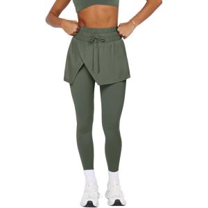 imageLASLULU Womens Tennis Skirted Leggings Yoga Gym Skirts with Leggings Athletic Golf Skorts with PocketsDark Green
