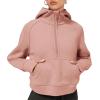 imageLASLULU Womens Fleece Hoodies Pullover 12 Zip Up Sweatshirts Long Sleeve Sweater Workout Jacket Fall Outfits 2024 Thumb HoleGrey Pink
