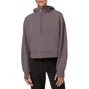 imageLASLULU Womens Fleece Hoodies Pullover 12 Zip Up Sweatshirts Long Sleeve Sweater Workout Jacket Fall Outfits 2024 Thumb HoleGrape Purple