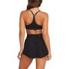 imageLASLULU Womens Ribbed High Waisted Gym Shorts Tummy Control Biker Workout Running Tennis Shorts with Zipper PocketsBlack