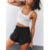 imageLASLULU Womens Ribbed High Waisted Gym Shorts Tummy Control Biker Workout Running Tennis Shorts with Zipper PocketsBlack