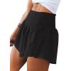 imageLASLULU Womens Ribbed High Waisted Gym Shorts Tummy Control Biker Workout Running Tennis Shorts with Zipper PocketsBlack