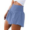 imageLASLULU Womens Ribbed High Waisted Gym Shorts Tummy Control Biker Workout Running Tennis Shorts with Zipper PocketsBlue
