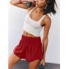 imageLASLULU Womens Ribbed High Waisted Gym Shorts Tummy Control Biker Workout Running Tennis Shorts with Zipper PocketsRed