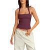 imageLASLULU Womens Sexy Halter Sports Bra Workout Tops Wirefree Sleeveless Gym Yoga Tank Tops Y2k Casual CropBurgundy