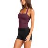 imageLASLULU Womens Sexy Halter Sports Bra Workout Tops Wirefree Sleeveless Gym Yoga Tank Tops Y2k Casual CropBurgundy