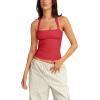 imageLASLULU Womens Sexy Halter Sports Bra Workout Tops Wirefree Sleeveless Gym Yoga Tank Tops Y2k Casual CropRed