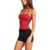 imageLASLULU Womens Sexy Halter Sports Bra Workout Tops Wirefree Sleeveless Gym Yoga Tank Tops Y2k Casual CropRed