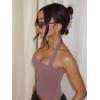 imageLASLULU Womens Sexy Halter Sports Bra Workout Tops Wirefree Sleeveless Gym Yoga Tank Tops Y2k Casual CropRed Bean Paste