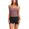 imageLASLULU Womens Sexy Halter Sports Bra Workout Tops Wirefree Sleeveless Gym Yoga Tank Tops Y2k Casual CropRed Bean Paste