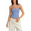 imageLASLULU Womens Sexy Halter Sports Bra Workout Tops Wirefree Sleeveless Gym Yoga Tank Tops Y2k Casual CropSky Blue