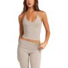 imageLASLULU Womens Sleeveless Halter Neck Workout Tops Adjustable Tie Camisole Backless Casual Basic Cami Gym Yoga Tank TopsBeigedouble Lined