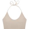 imageLASLULU Womens Sleeveless Halter Neck Workout Tops Adjustable Tie Camisole Backless Casual Basic Cami Gym Yoga Tank TopsBeigedouble Lined