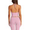 imageLASLULU Womens Sleeveless Halter Neck Workout Tops Adjustable Tie Camisole Backless Casual Basic Cami Gym Yoga Tank TopsBlushdouble Lined