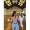 imageLASLULU Womens Sleeveless Halter Neck Workout Tops Adjustable Tie Camisole Backless Casual Basic Cami Gym Yoga Tank TopsSky Bluedouble Lined