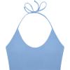 imageLASLULU Womens Sleeveless Halter Neck Workout Tops Adjustable Tie Camisole Backless Casual Basic Cami Gym Yoga Tank TopsSky Bluedouble Lined