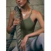 imageLASLULU Womens Sports Bra Seamless Long Crop Tank Racer Back Spaghetti Strap Workout Yoga Bra Padded Halter Neck Casual TopsArmy Green