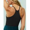 imageLASLULU Womens Sports Bra Seamless Long Crop Tank Racer Back Spaghetti Strap Workout Yoga Bra Padded Halter Neck Casual TopsBlack