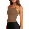 imageLASLULU Womens Sports Bra Seamless Long Crop Tank Racer Back Spaghetti Strap Workout Yoga Bra Padded Halter Neck Casual TopsBrown