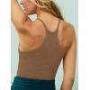 imageLASLULU Womens Sports Bra Seamless Long Crop Tank Racer Back Spaghetti Strap Workout Yoga Bra Padded Halter Neck Casual TopsBrown