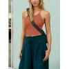 imageLASLULU Womens Sports Bra Seamless Long Crop Tank Racer Back Spaghetti Strap Workout Yoga Bra Padded Halter Neck Casual TopsCoral