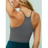 imageLASLULU Womens Sports Bra Seamless Long Crop Tank Racer Back Spaghetti Strap Workout Yoga Bra Padded Halter Neck Casual TopsGrey
