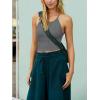imageLASLULU Womens Sports Bra Seamless Long Crop Tank Racer Back Spaghetti Strap Workout Yoga Bra Padded Halter Neck Casual TopsGrey